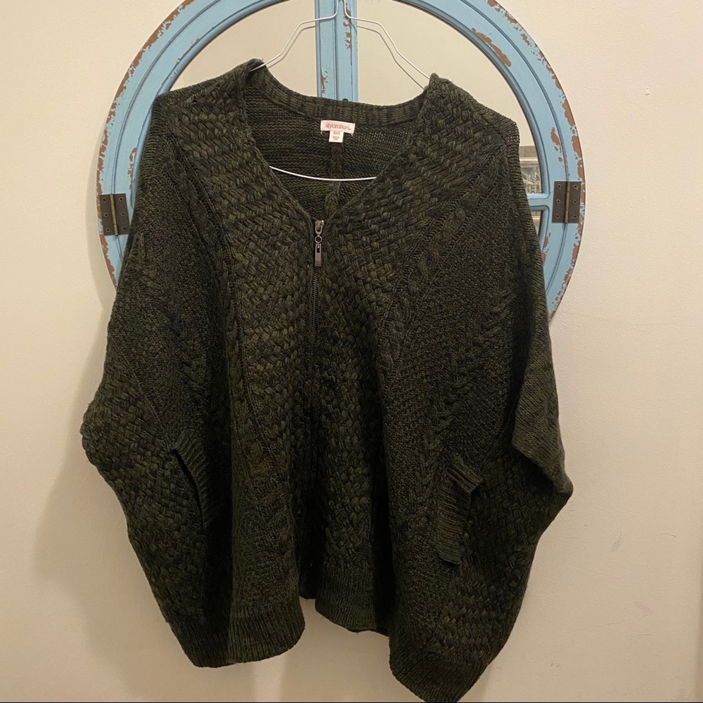 Forest Green Warm Knit Poncho